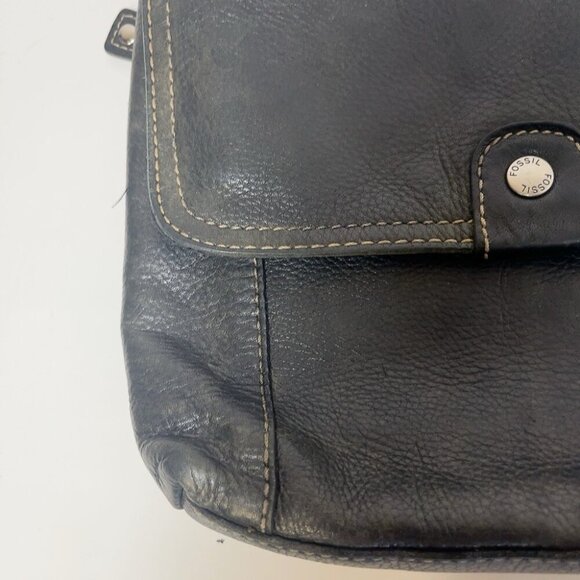 Fossil Womens Vintage Pebbled  Leather Dark Green Crossbody Bag - Picture 5 of 16